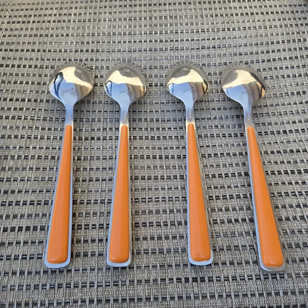 Fiesta Merengue Soup Spoons Flatware Lot of‎ 4 Tangerine Orange Fiestaware